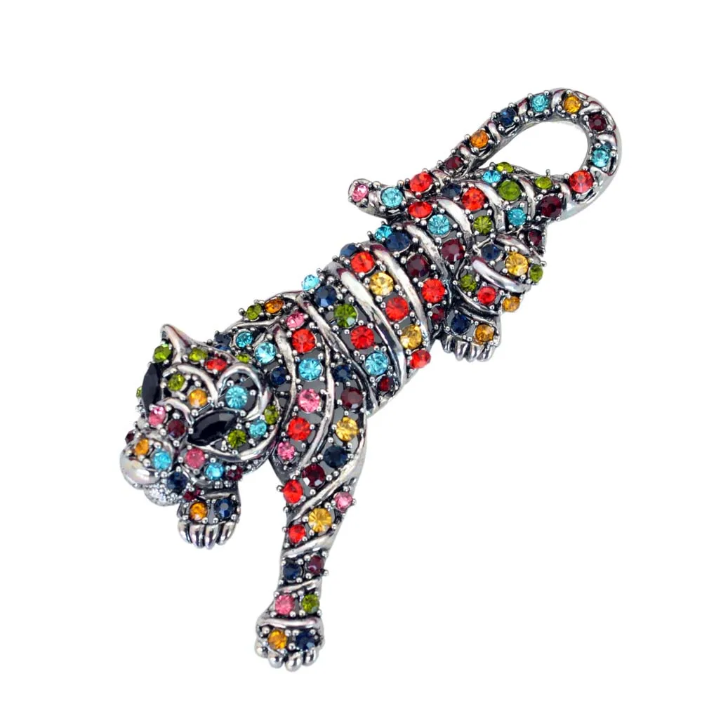 

2018 New Fashion Jewelry Cute Little Tiger Color Crystal Brooch Animal Accessories Gift Wholesale Supply