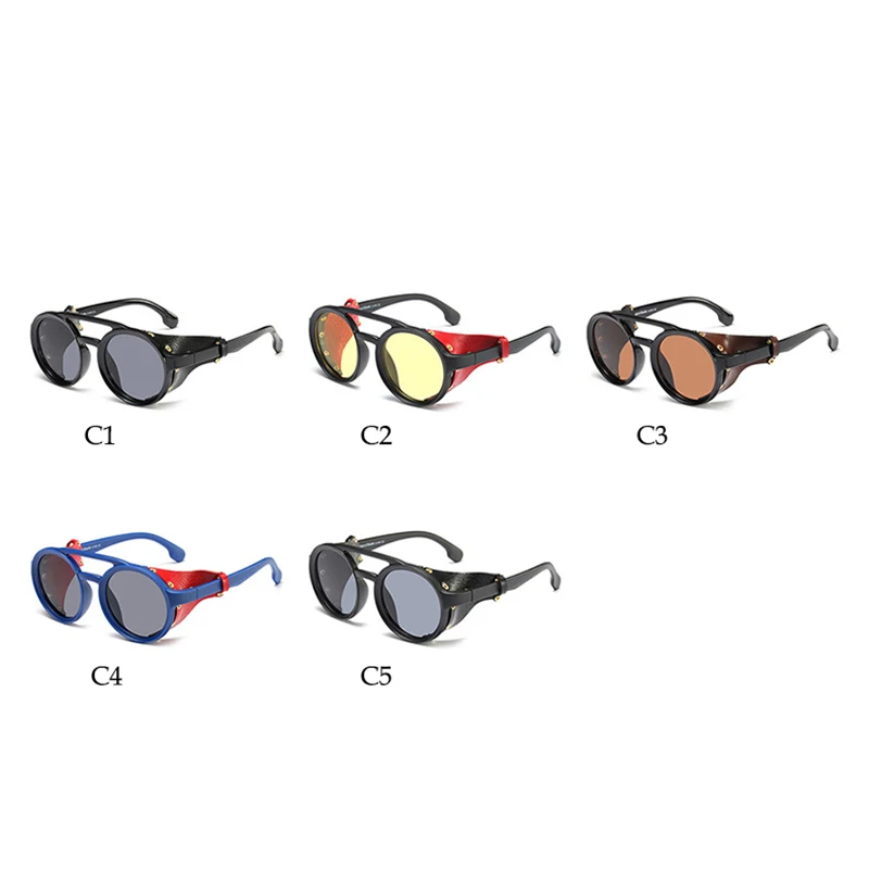 

HBK Men Retro Round Steampunk Sunglasses 2019 New Fashion Vintage Punk Sun Glasses Cool Rivet Eyewear For Outdoor Oculos UV400