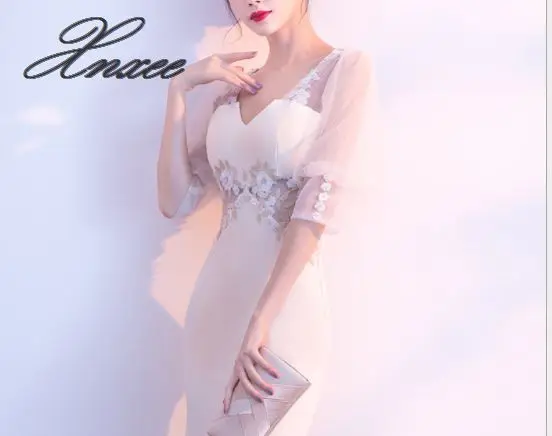 

2020 spring and summer new long banquet dress female was thin