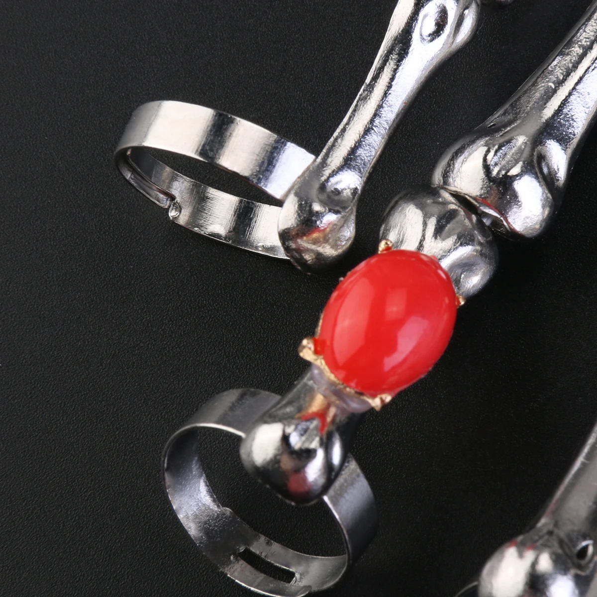 Панк рок Скелет Череп рук Кость браслет (серебро)|bone ring|skeleton skullring ring |