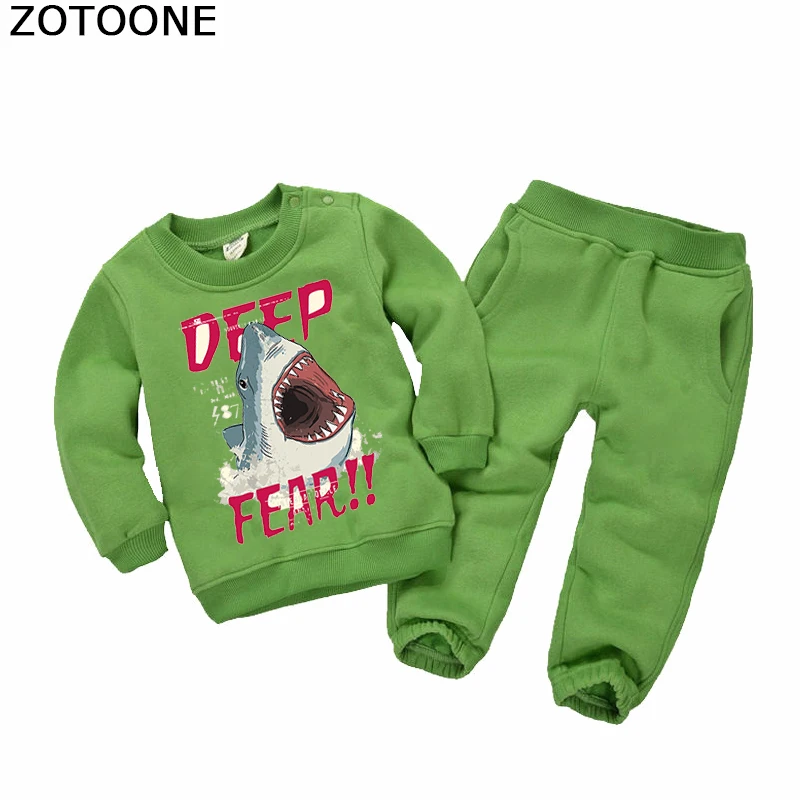 ZOTOONE Deep Fear Iron on Transfer Patches Shark Heat Clothes DIY аксессуары для аксессуаров одежды E|Заплатки|