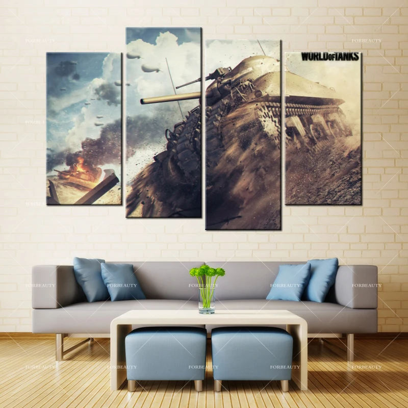 Forbeauty Холст Живопись стены Искусство Мир танков Спрей Печать водонепроницаемые