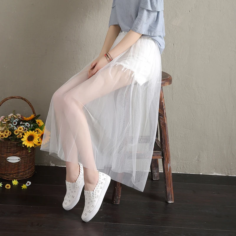 Женская фатиновая юбка-пачка с высокой талией Джинсовая юбка фальш-вставкой в