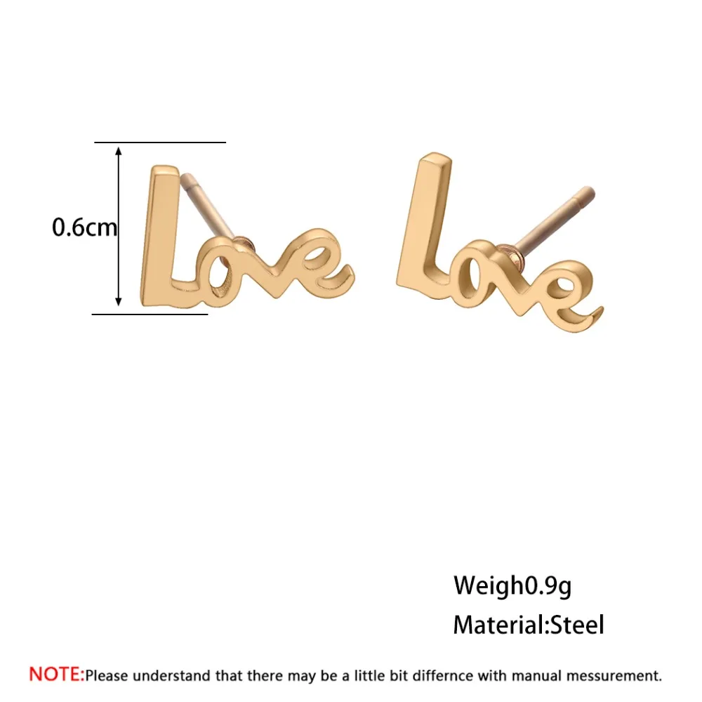 Chandler Simple Small Tiny Love Letter Stud Earrings For Women Bohemia Post Gold Color Statement 316L Bijoux | Украшения и