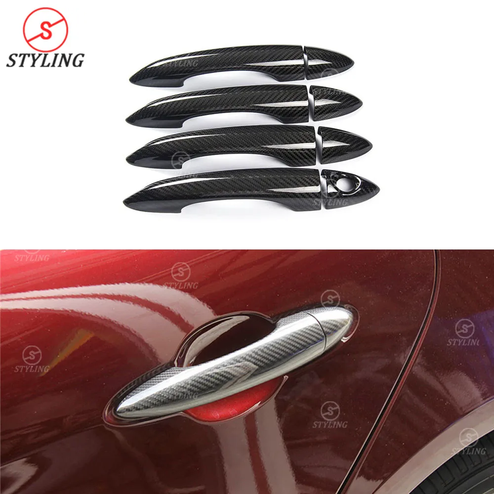 Крышка ручки двери из углеродного волокна для Alfa Romeo Giulia наклейка наружной