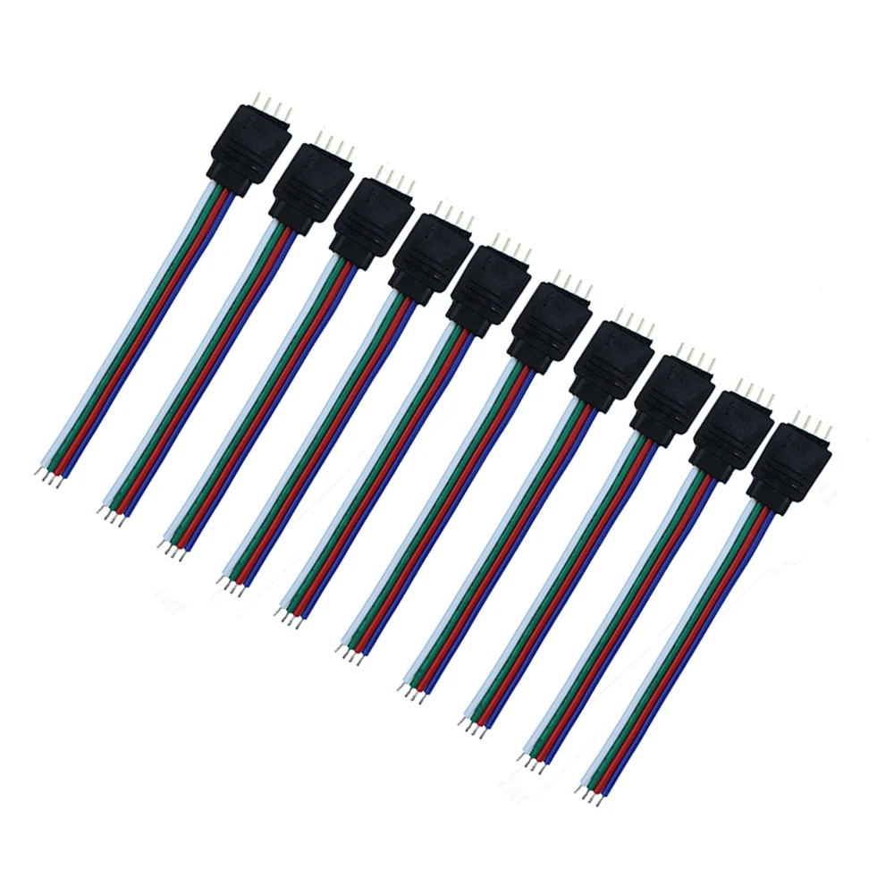 100 шт./лот 4-контактный RGB светодиодный разъем УДЛИНИТЕЛЬ шнур провод с