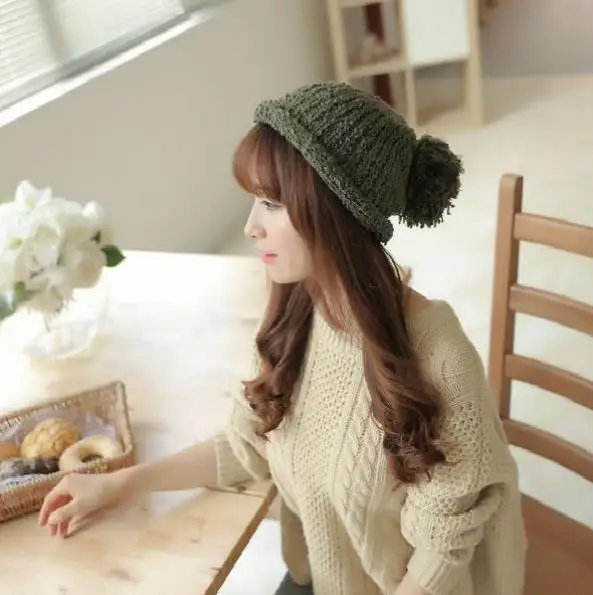 Корейская Дамская зимняя круглая пряжа чистая хромосферическая Кепка шапка Baotou