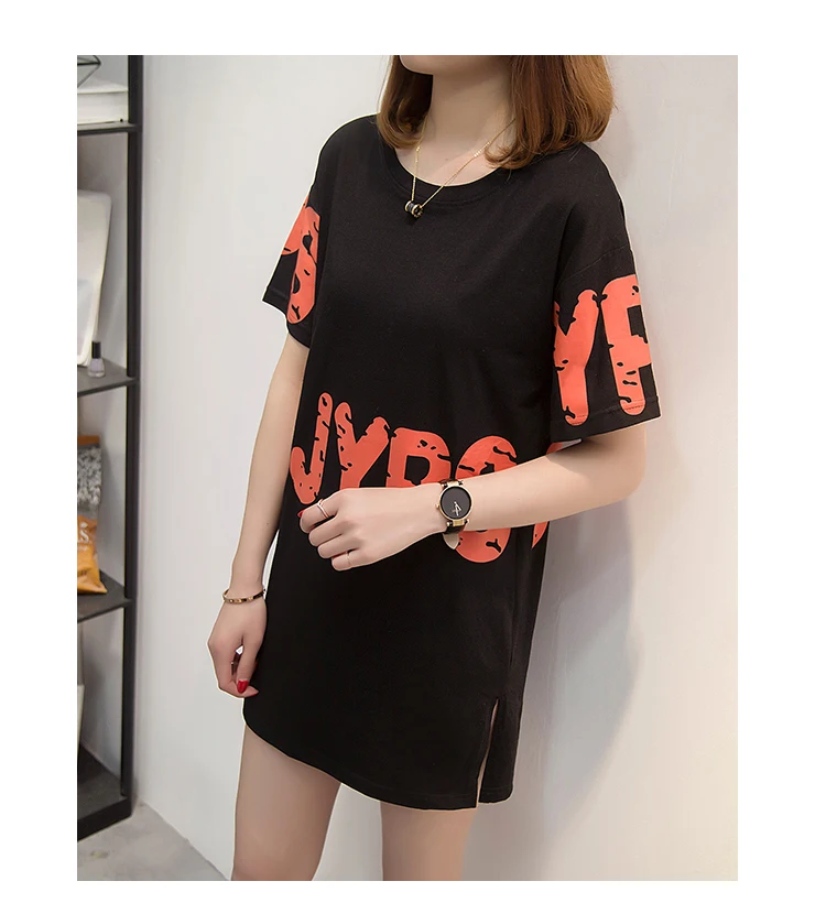 xl - 5xl female new plus size summer wear women black casual letter printed loose t-shirts o29 | Женская одежда