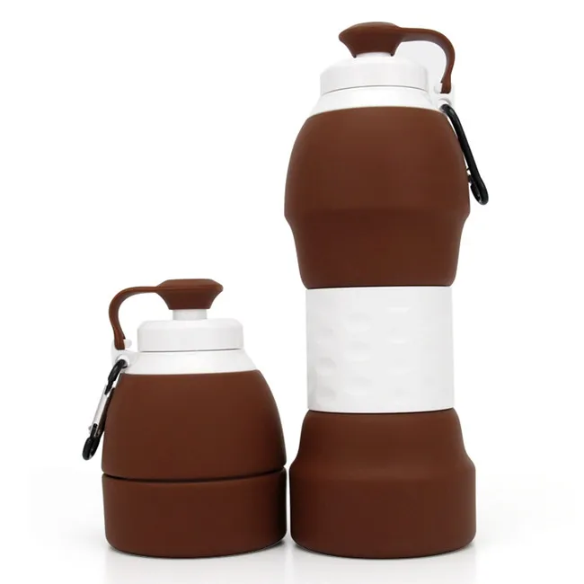 Coffee Color Портативная складная бутылка для воды 580 мл, легкий силиконовый чайник для путешествий, спорта на открытом воздухе, кемпинга, походов, бега, BPA бесплатно - Цвет: Coffee Color