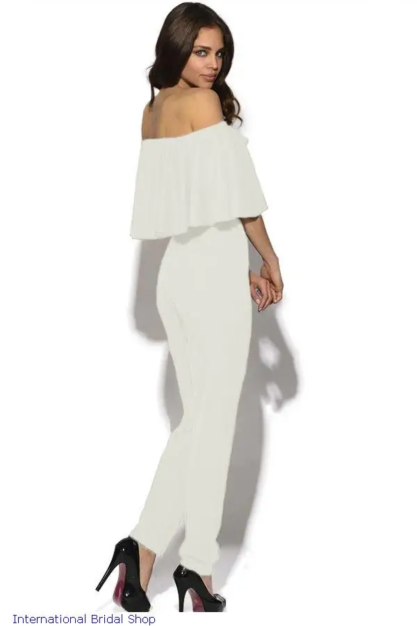New Celebrity Frill Sexy White/Black/Blue Slash Neck Cute Summer Playsuit Rompers And Long Jumpsuit For Womens Bodysuits LC60013 |