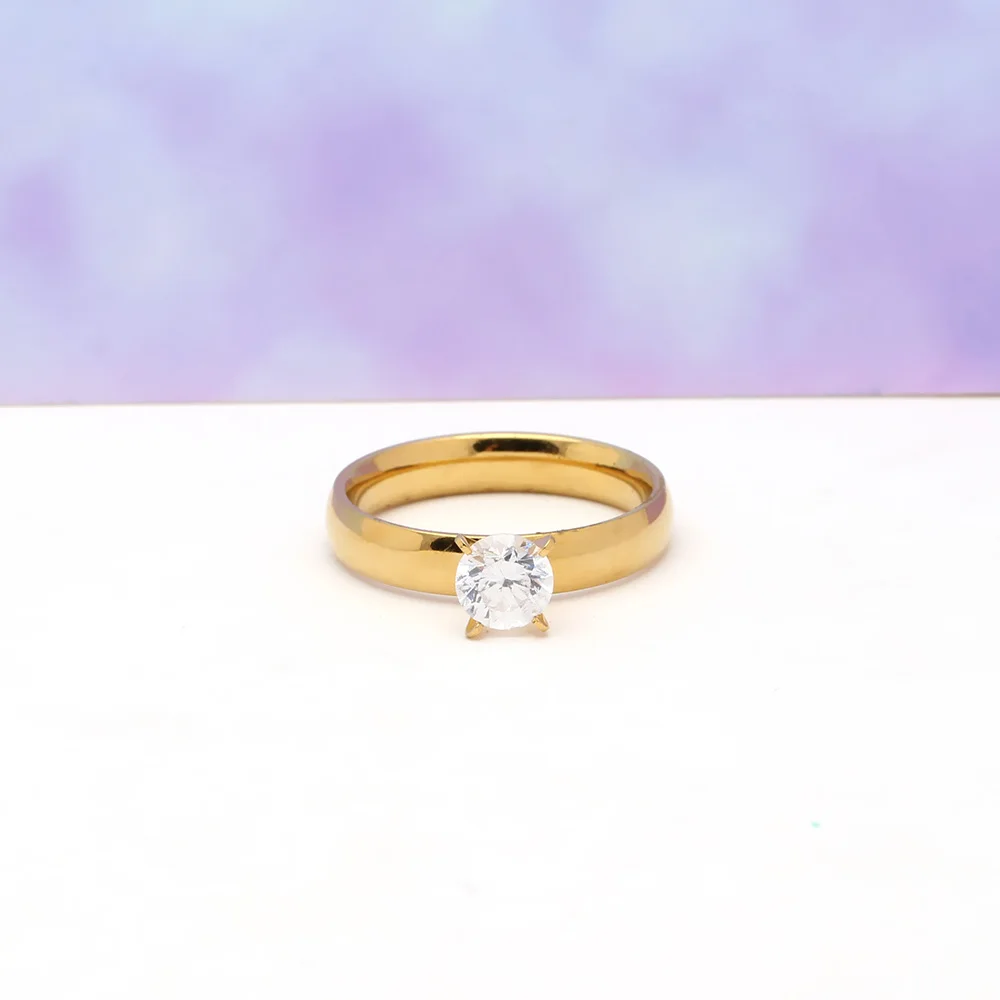 Женское кольцо из нержавеющей стали с белым цирконом 4 мм|finger ring|stainless steel ringbrand rings