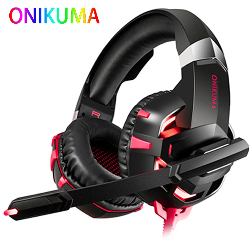 ONIKUMA K2A наушники гарнитура и мышь глубокий бас светодиодный подсветка игровая гарнитура с PS4 Android телефон наушники для компьютера геймера