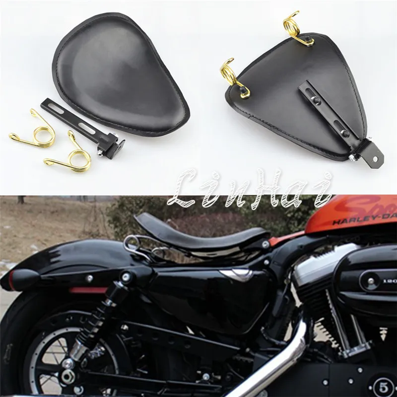 Кожаное сиденье для мотоцикла золотистый пружинный Кронштейн Harley Sportster Chopper на