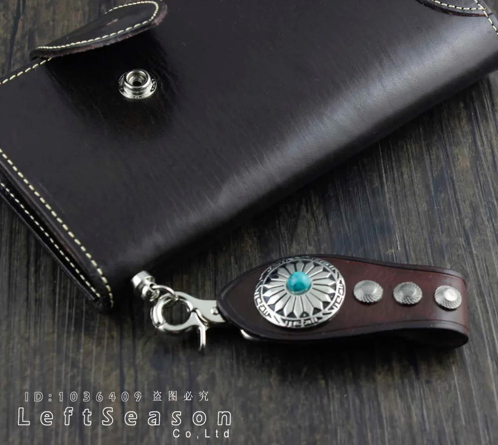 Байкерский бумажник из натуральной кожи ручной работы с цепочкой и держателем