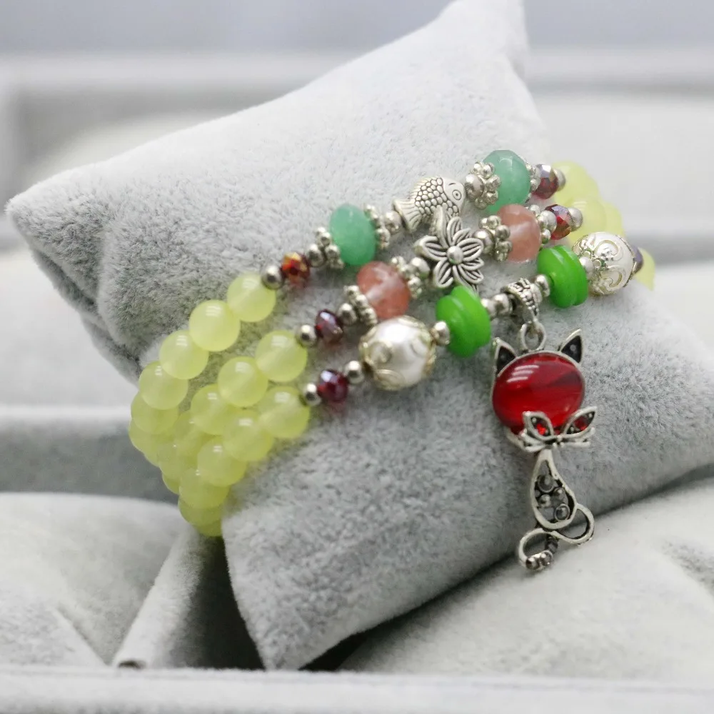 В этническом стиле Стиль винограда камни натуральный кристалл бусины браслет