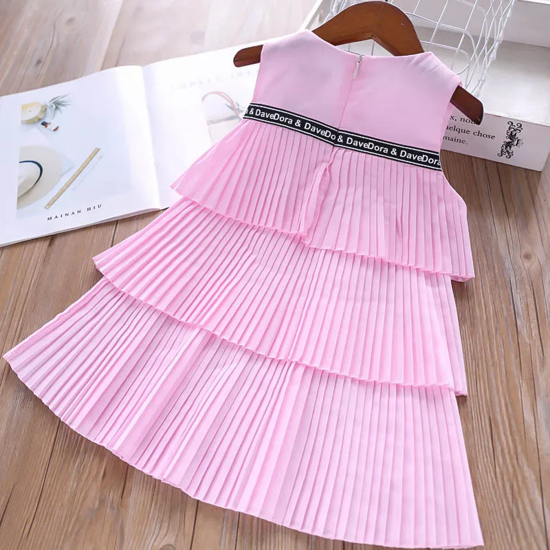 Roimyal Wholesale 2019 Summer 2 Color 2-6 Years Girl Letter Love Pendant Cute Pure Pleated Sleeveless Tank Dress free shipping | Детская