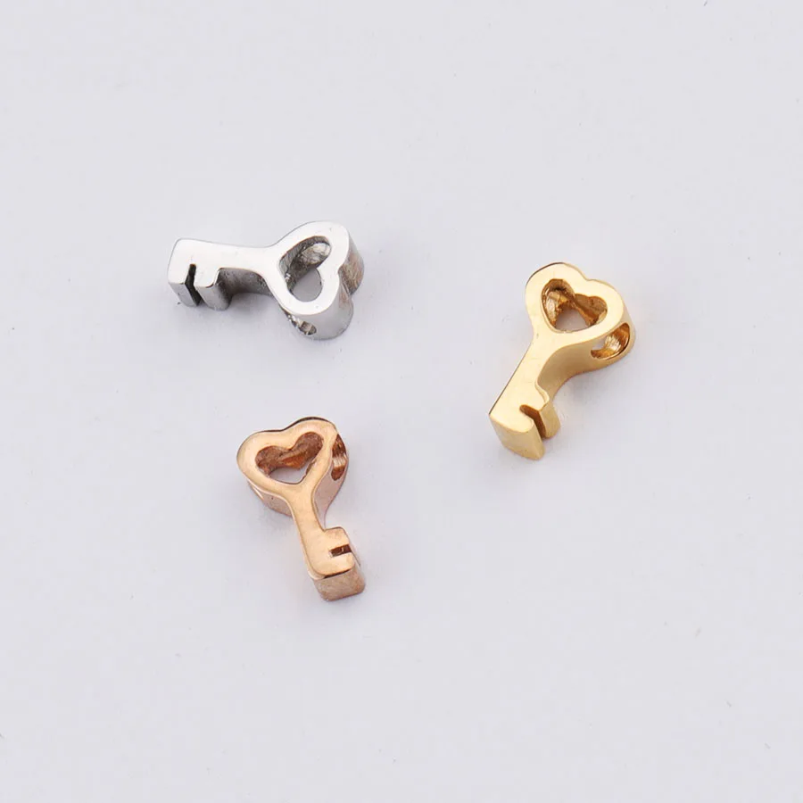 

Fnixtar Mirror Polished 1.8mm Small Hole Bead Stainless Steel Hollow Love Heart Key Charm Beads Jewelry 5*8mm 20piece/lot