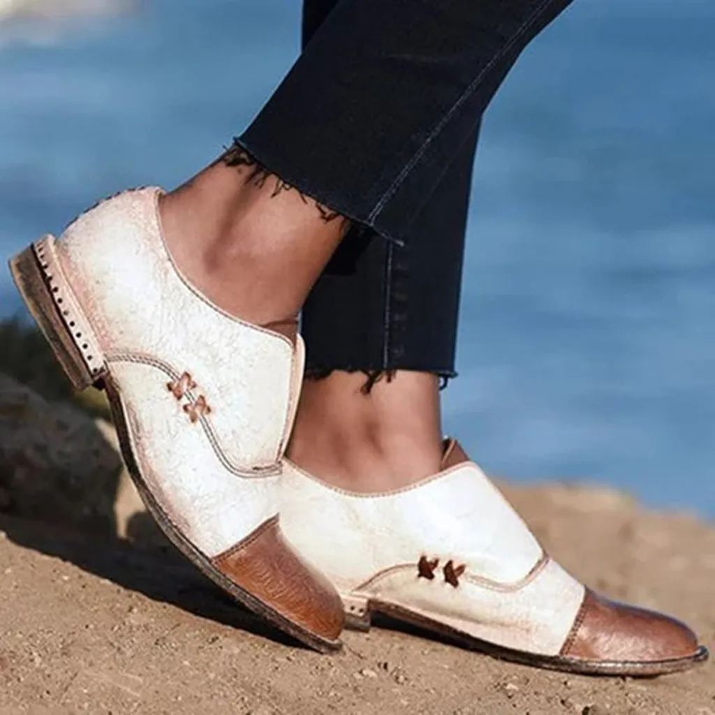 Женские тонкие туфли в стиле ретро обувь на низком каблуке с круглым носком chaussures