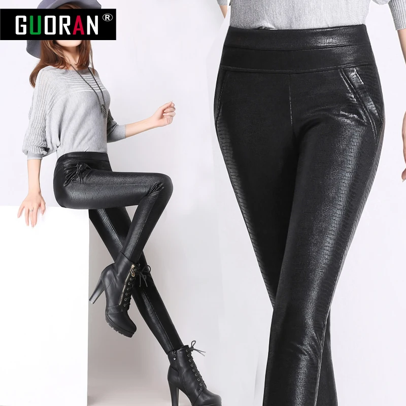 Большие размеры 4XL женские кожаные штаны леггинсы из искусственной кожи