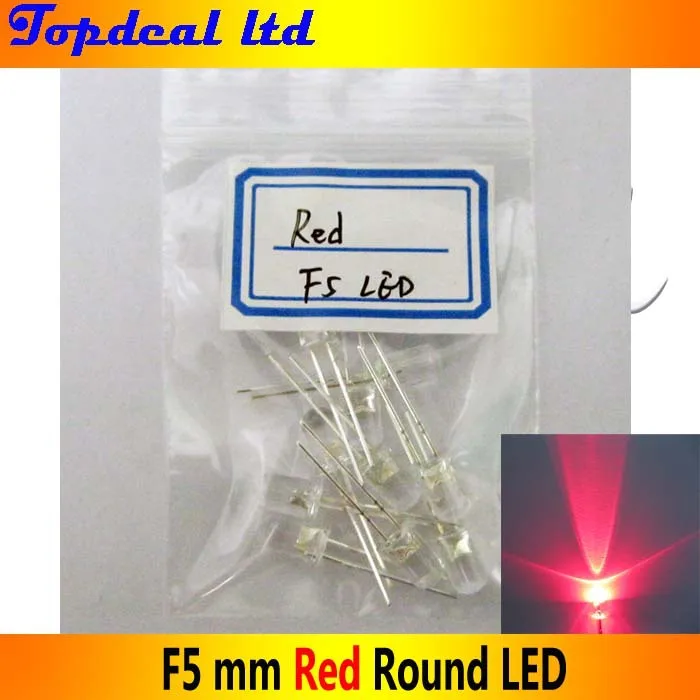 100 шт. F5mm led красный цвет 620-630nm DIP 2pin круглый светодиодный свет 1 9-2 В постоянного