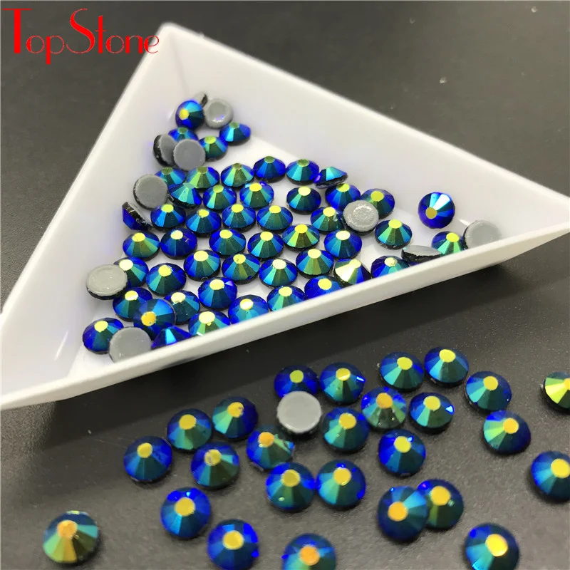 TopStone Стразы с горячей фиксацией цвета AB FlatBack Glass SS16 SS20 Хрустальное железо на