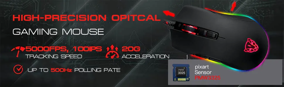 Motospeed V70 USB Проводная игровая мышь PMW3325 5000 точек/дюйм PMW3360 12000 точек/дюйм компьютер RGB LED многоцветная подсветка отправка с коробкой