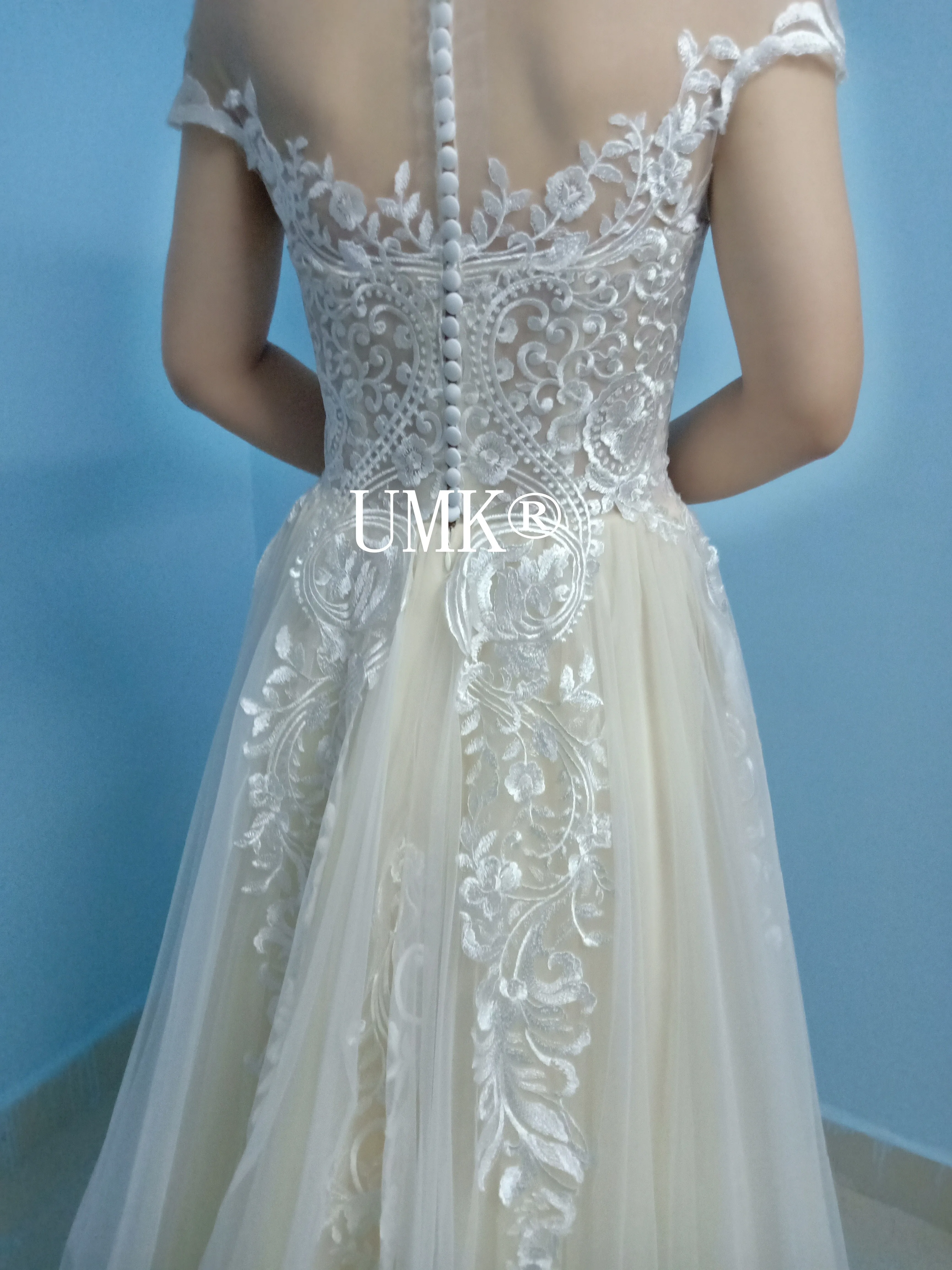 Винтажное кружевное пляжное Бохо свадебное платье цвета шампань Vestido de Noiva сексуальное прозрачное Тюлевое свадебное платье с коротким рукавом