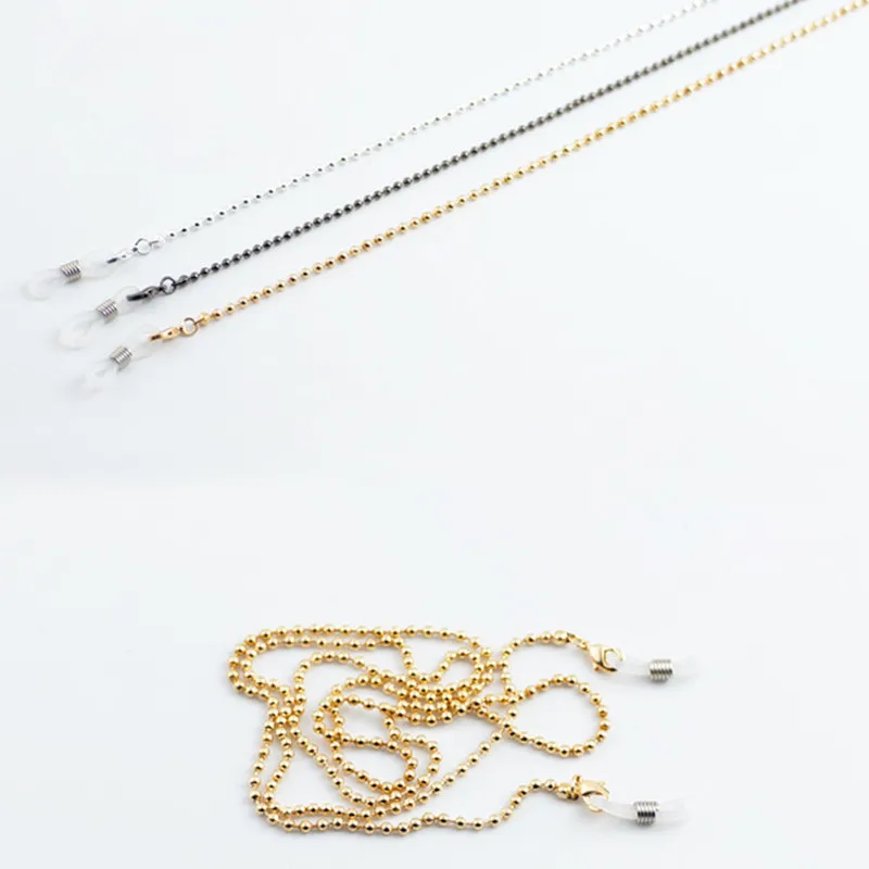 Silver Золотой, серебряный, черный сплав, бусины, цепочка для очков, очки для чтения, солнцезащитные очки, ремешок, держатель шнура, повязка на шею, аксессуары - Цвет: Silver