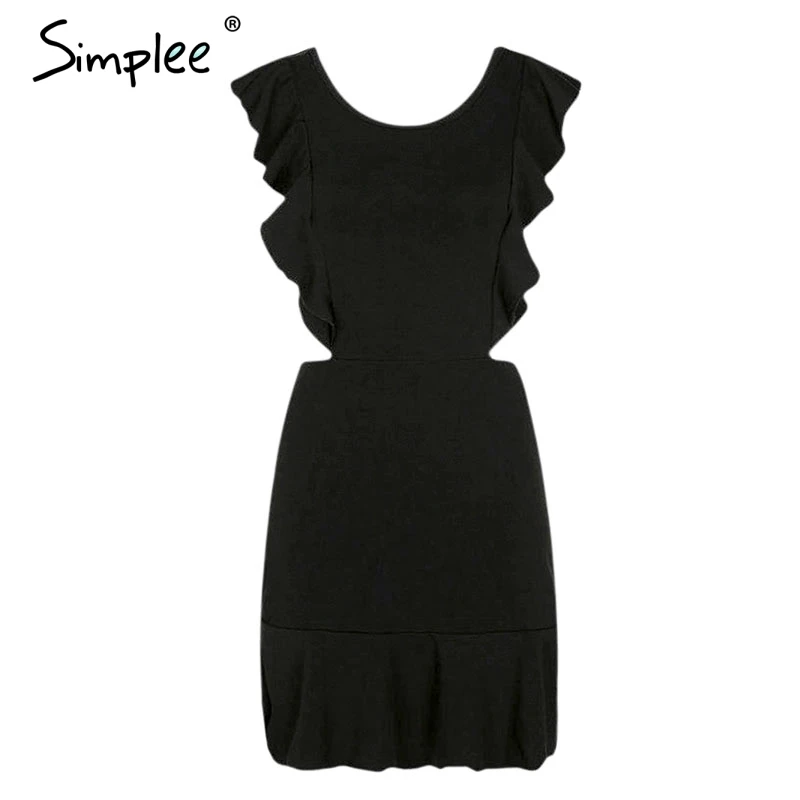 Simplee спинки оборками подол мини платье бабочка рукав Высокая талия вечернее