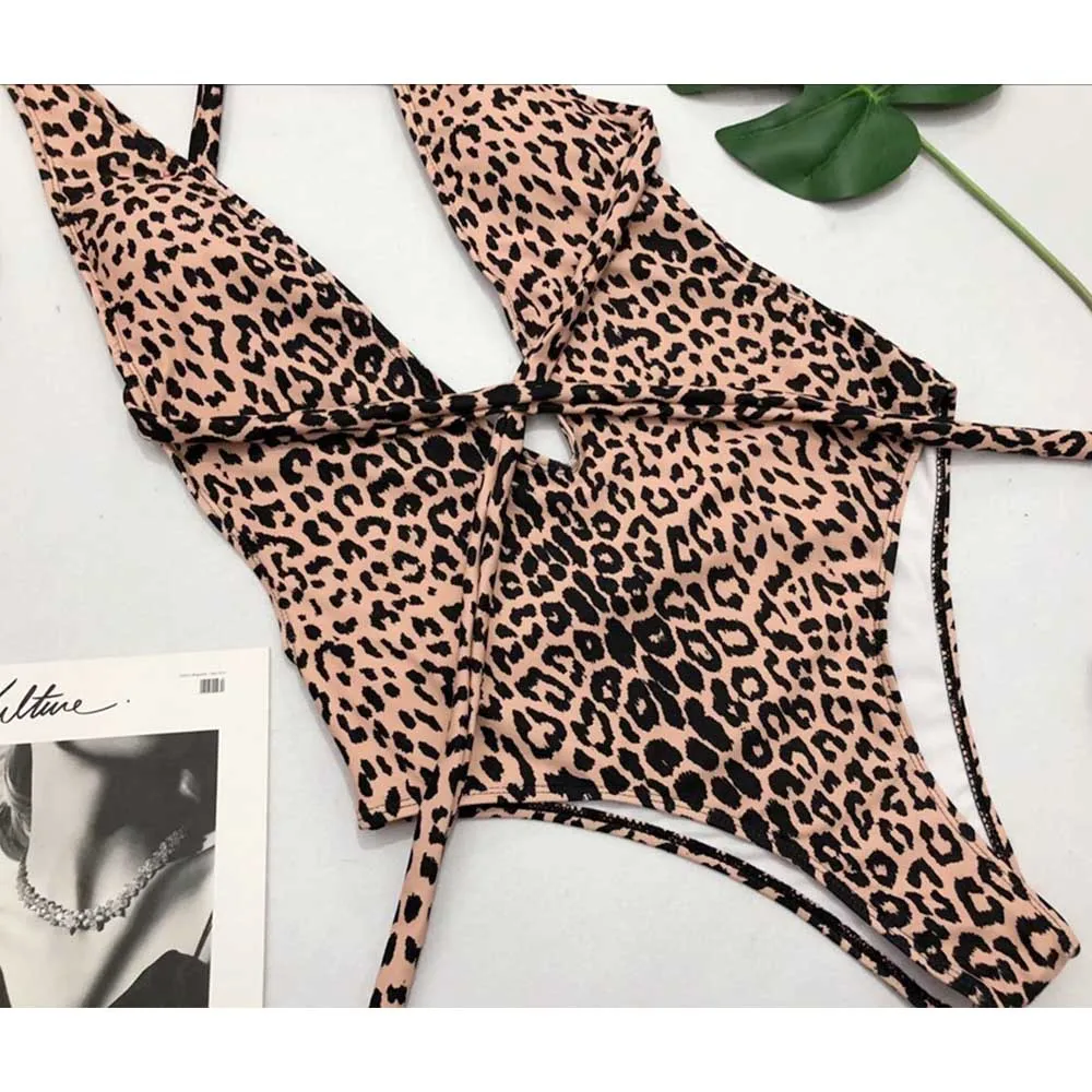 FS сексуальный леопардовый высокий вырез Холтер с высокой талией Монокини Бикини