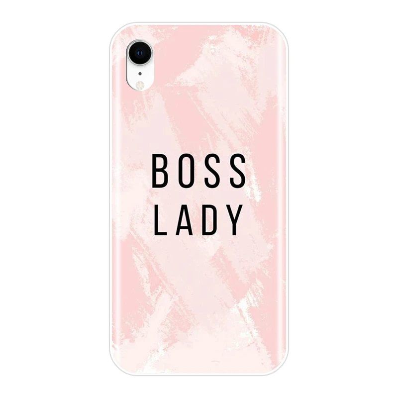 Phone Case For iPhone X XR XS MAX 8 7 6S 6 S Soft Silicone Girl Boss Pink Women Cartoon Back Cover Plus |