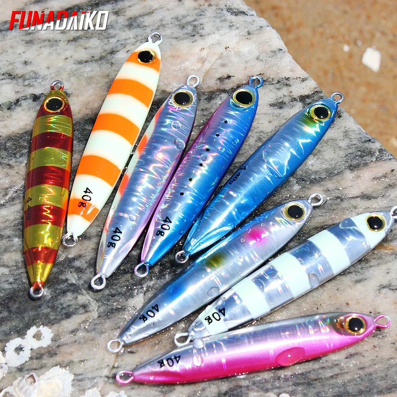FUNADAIKO, 5 шт., приманки для ловли на пляже, 30 г/40 г/60 г, для ловли лодок, медленный джиг, металлическая приманка, светящийся джиг