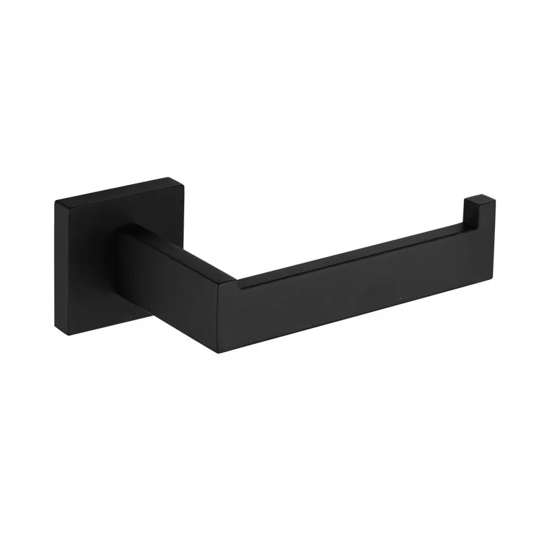 black paper holder Черный& Матовый Золотой и хромированный держатель для полотенец Полотенца кольцо туалет Бумага держать халат крючок, Товары для ванной Ванная комната оборудования 4 предмета в комплекте - Цвет: black paper holder