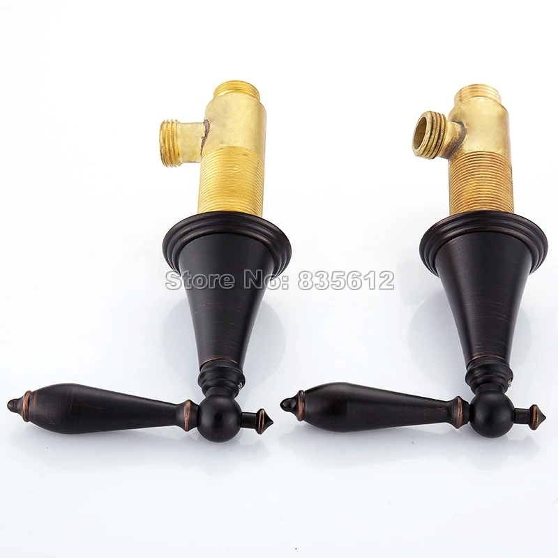 

NEW Black Oil Rubbed Brass Bathroom Roman Tub Faucet 5 Hole Deck Mounted Mixer Tap Set With Ceramic Handheld Shower Wtf055