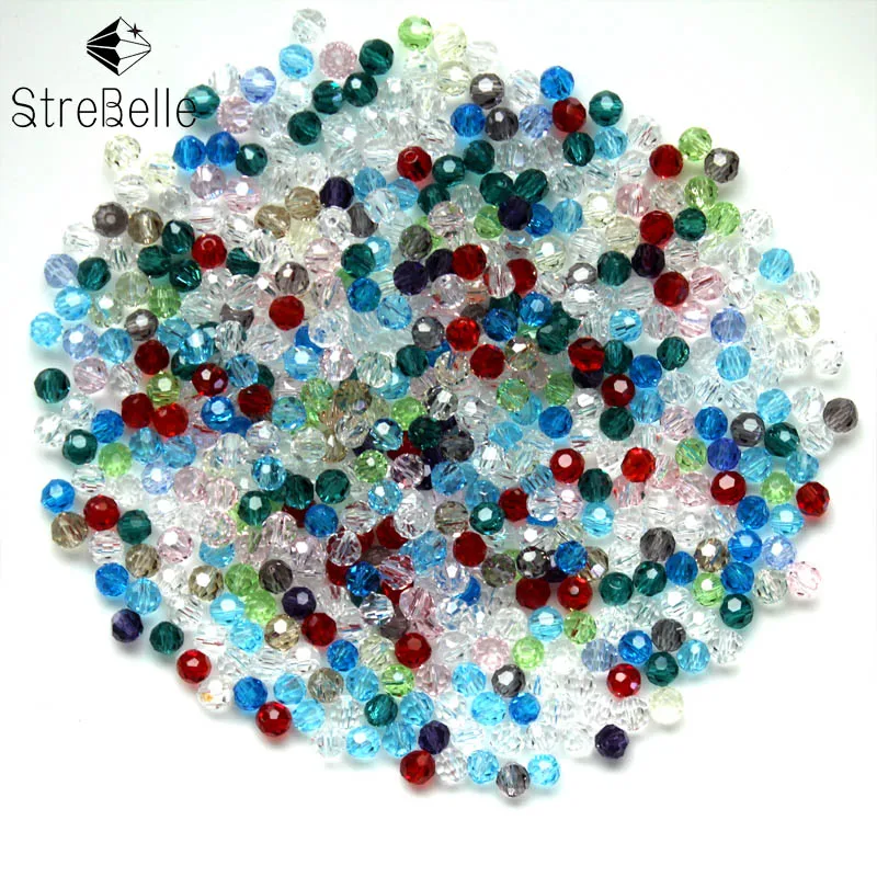 Хрустальные стеклянные бусины для ювелирных изделий смешанные цвета 4 мм