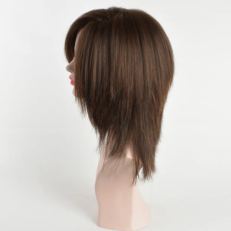 MSI Wigs Средний яки прямые парики коричневый цвет синтетический парик для женщин термостойкие натуральные волосы с эффектом омбре