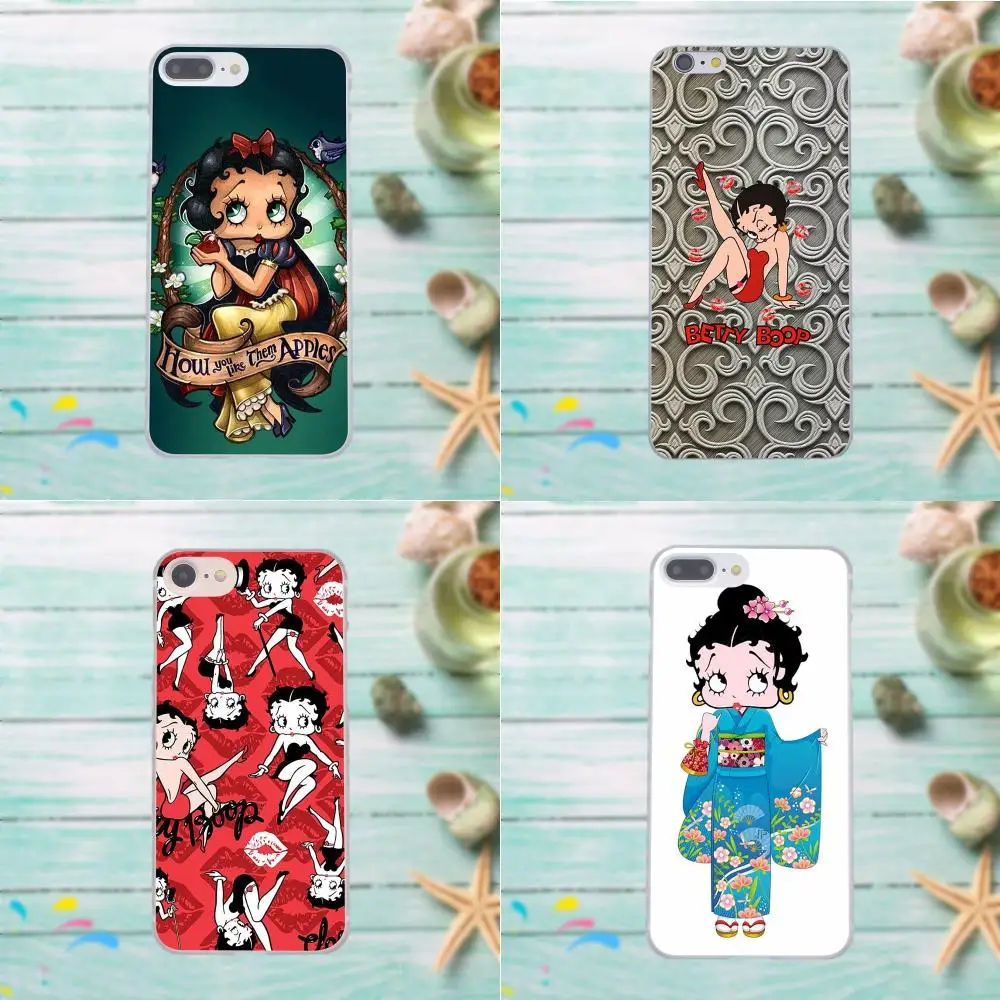 Cubierta Betty Boop En Un Vidrio Para Для Apple iPhone 4 4S 5 5C SE 6 6S 7 8 Plus X для LG G3 G4 G5 G6 K4 K7 K8 K10 V10