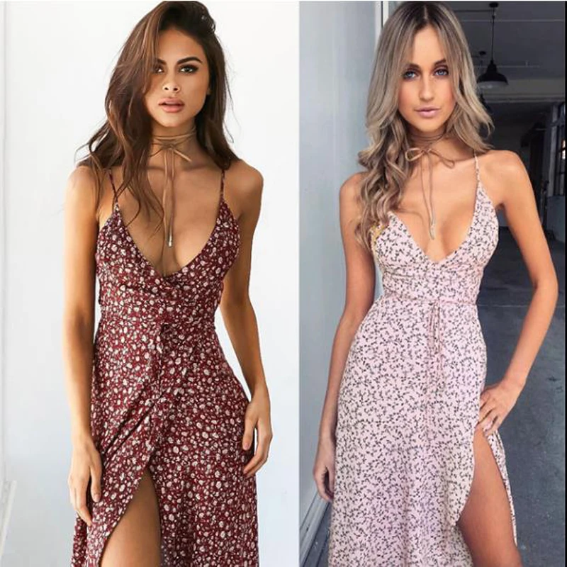 HndjxxxyWomen's2018new women'sV Neck короткое модное платье на бретельках с принтом