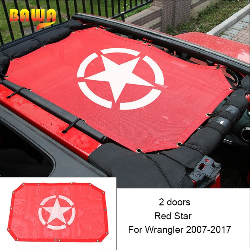 BAWA Солнцезащитная сетчатая верхняя крышка для Jeep Wrangler JK JKU 2007 2017 УФ защита от