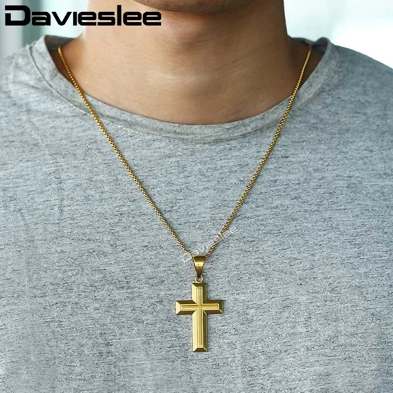 Davieslee мужское женское ожерелье с подвеской в виде креста резные христианские