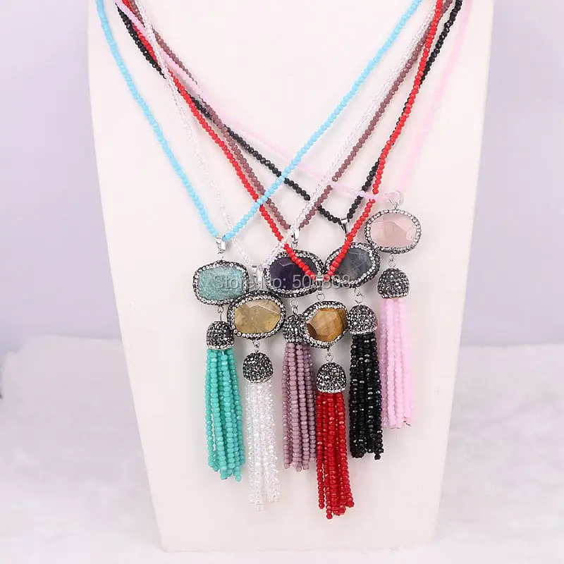 Ожерелье с подвеской в стиле бохо 5 нитей Новое поступление украшенное стразами и