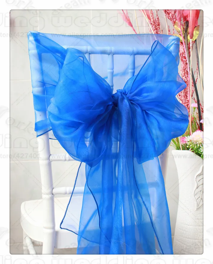 

50PCS Hot Sale 65*275CM 61 color--3/3 Organza Chair Hoods/Caps/Wrap Tie Back/Sash For Wedding Event Decoration