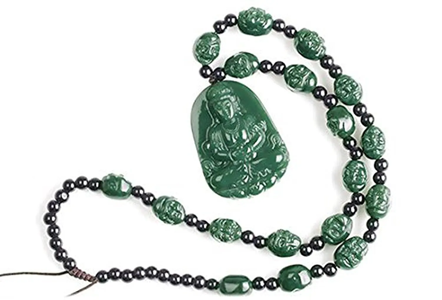 Ювелирные изделия Koraba натуральный зеленый нефрит ручная резка Kwan yin богиня