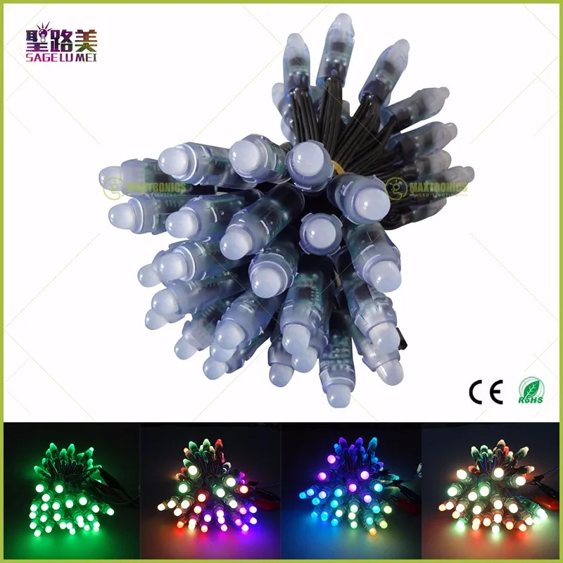 100 шт. DC5V/DC12V черный провод WS2811 IC 12mmRGB светодиодный модуль шнура супер яркий светодиодный светильник пикселей цифровой полноцветный водонепроницаемый IP68