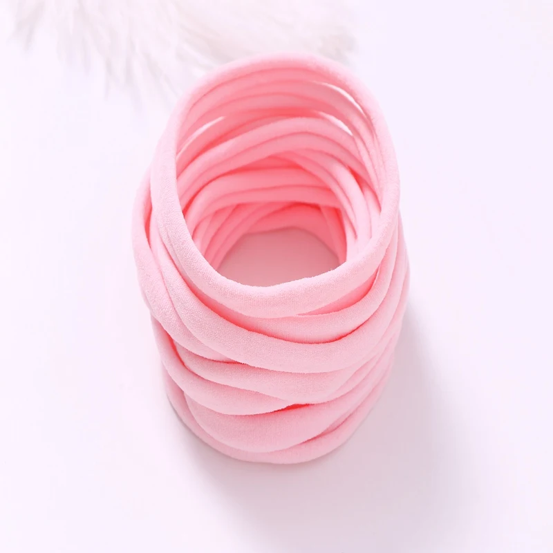 pink 50 шт./лот, яркие цвета, мягкие нейлоновые эластичные повязки на голову, сделай сам, лента с бантом, Однотонные эластичные повязки на голову, аксессуары для волос - Цвет: pink
