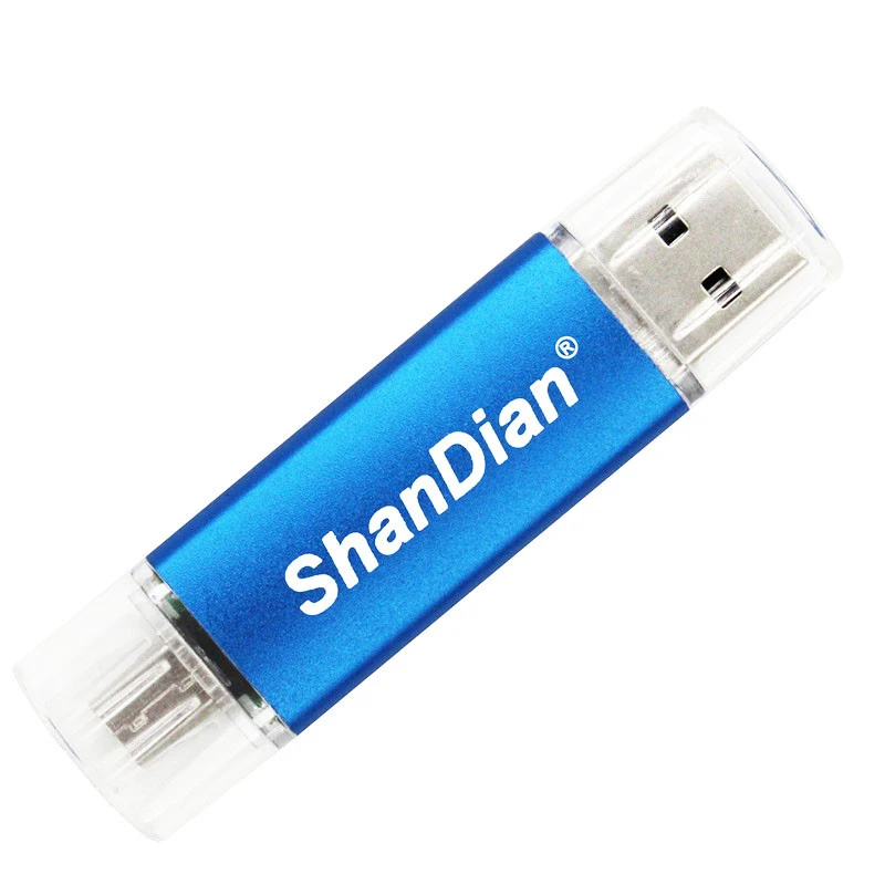 Blue SHANDAIAN, мини USB флеш-накопитель, OTG, смартфон, флешка, 64 ГБ, 8 ГБ, 16 ГБ, 32 ГБ, 4USB флешка, планшет, ПК, флешка, USB внешний накопитель - Цвет: Blue