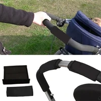 2pcspair new baby stroller accessories carriage front handle pram black neoprene magic tape bumper bar cover bebek arabasi
