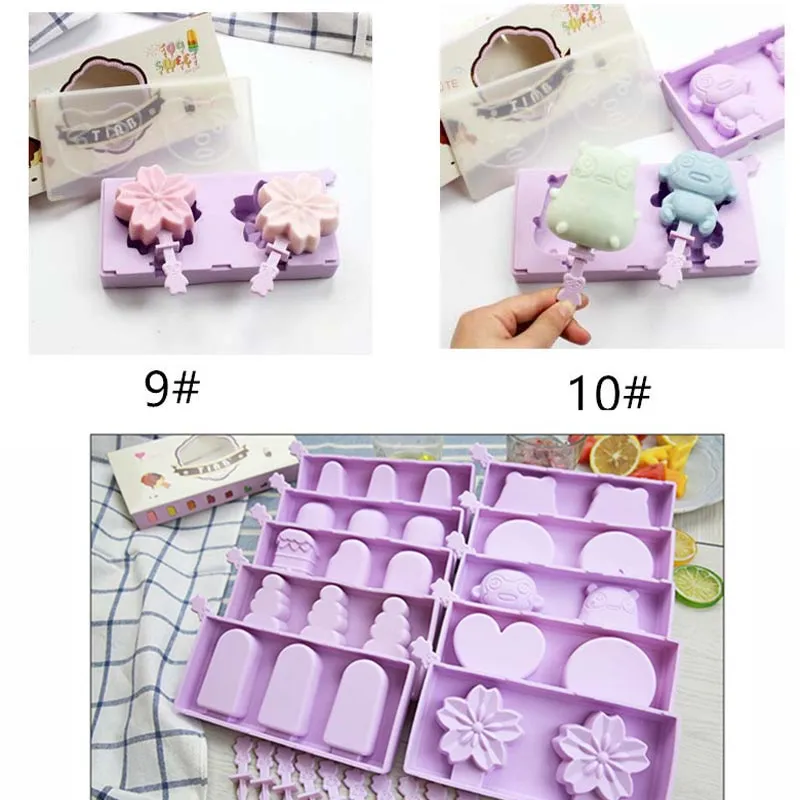 10 стилей DIY силиконовая форма для мороженого формы для Фруктового мороженого держатель для мороженого Форма для замороженного льда с палочками для мороженого крышка кухонный инструмент