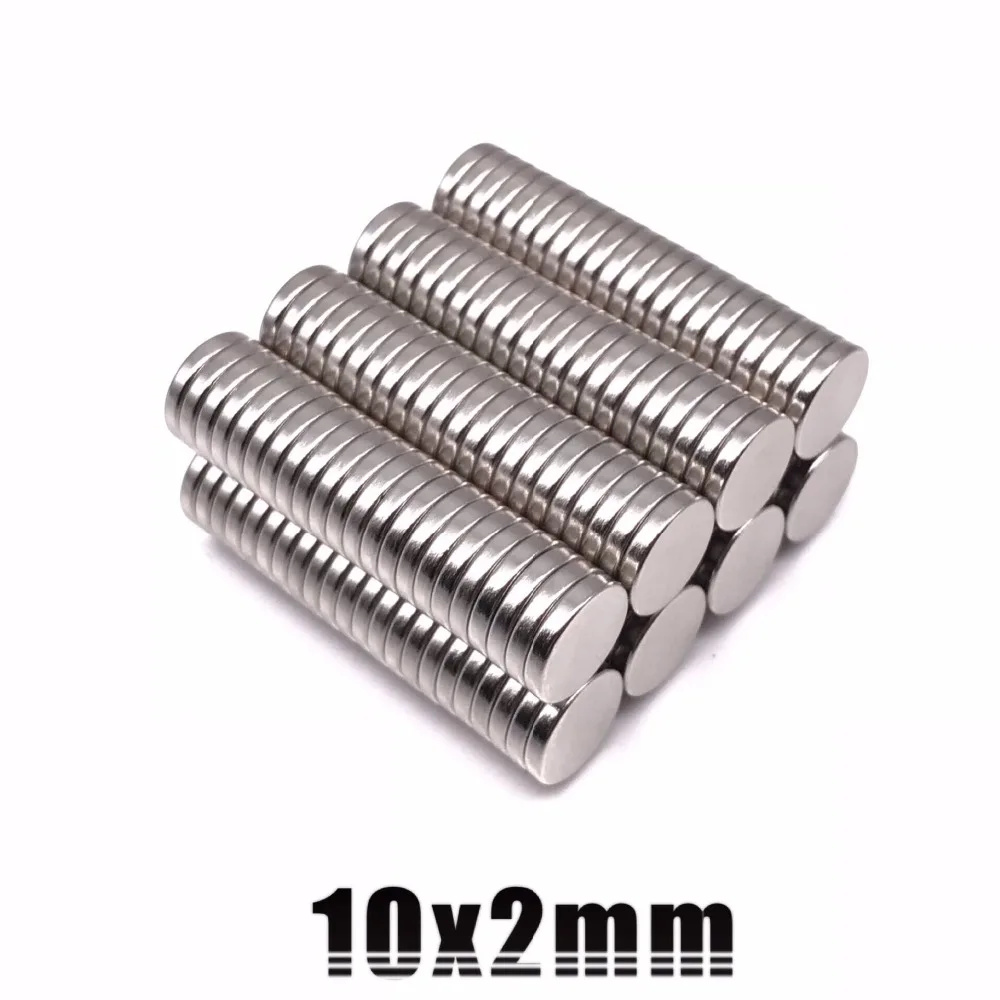 500 шт. неодимовый магнит 10x2 редкоземельный Сильный Круглый Постоянный 10*2 мм Электромагнит на холодильник NdFeB магнитный диск
