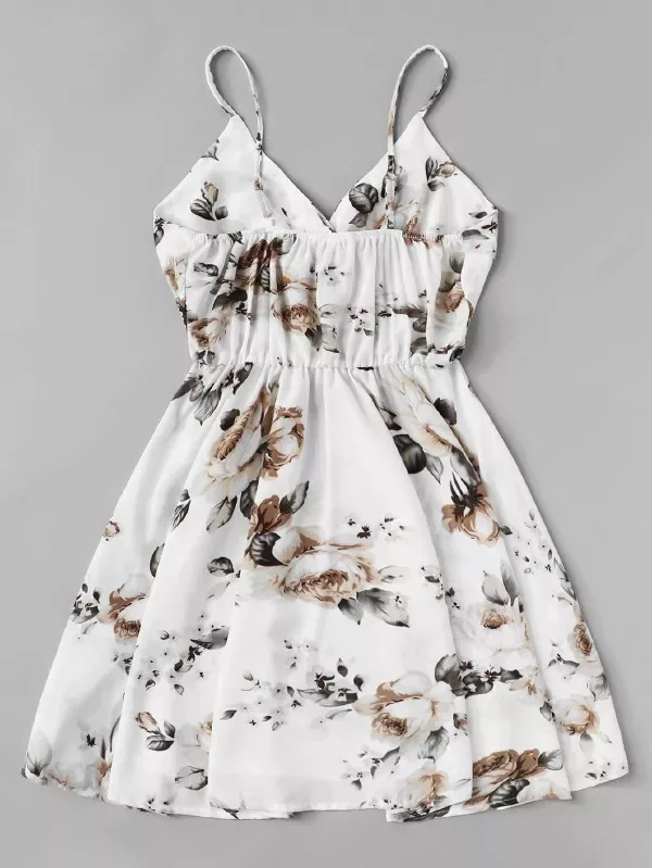 Женское платье с цветочным принтом летнее Плиссированное мини-платье без